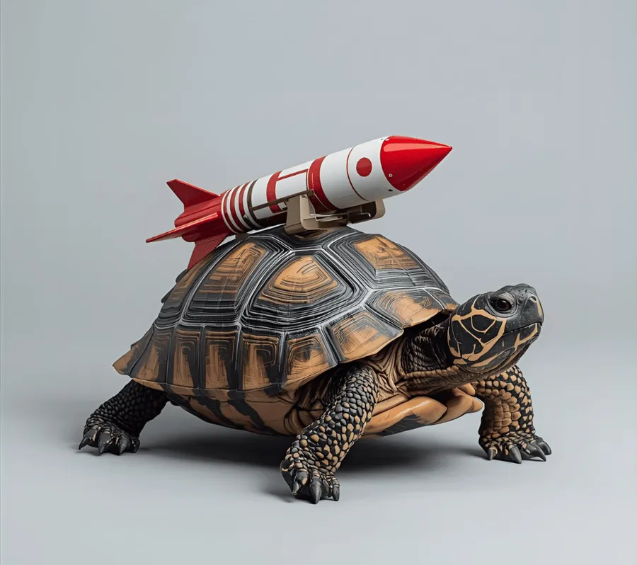 ScaleUpDesk Een schildpad met een raket erop
